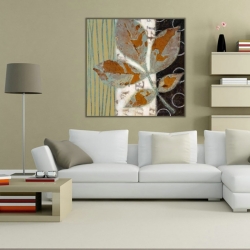 Soyut Renkler ve Yaprak Kanvas Tablo - 