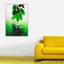 Suya Dokunan Yapraklar Kanvas Tablo - 