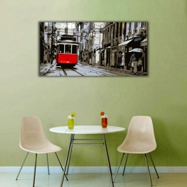 Taksim Tramvay Panoramik Kanvas Tablo - 