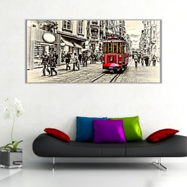 Taksim Tünel Tramvay Panoramik Kanvas Tablo - 