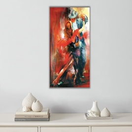 Tango Yapan Çift Dikey Panoramik Kanvas Tablo - 