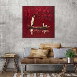 Teknedeki Kadın Etnik Afrika Etnik Kanvas Tablo 2 - 