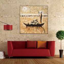 Teknedeki Kadın Etnik Afrika Etnik Kanvas Tablo 3 - 