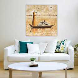 Teknedeki Kadın Etnik Afrika Etnik Kanvas Tablo 4 - 