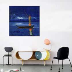 Teknedeki Kadın Etnik Afrika Etnik Kanvas Tablo - 