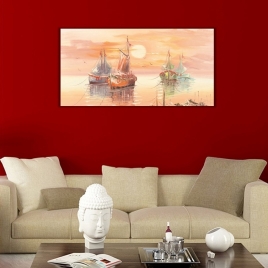 Tekneler Panoramik Kanvas Tablo - 
