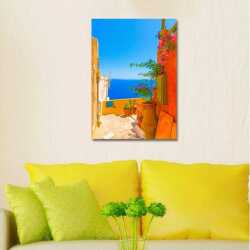 Terasta Deniz Manzarası Kanvas Tablo - 