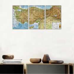 Türkiye Haritası Parçalı Kanvas Tablo - 