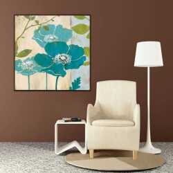 Türkuaz Çiçekler 1 Kanvas Tablo - 