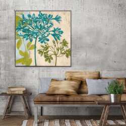 Türkuaz Çiçekler 2 Kanvas Tablo - 