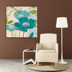 Türkuaz Çiçekler 2 Kanvas Tablo - 
