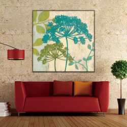 Türkuaz Çiçekler 3 Kanvas Tablo - 