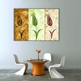 Üç Renk Lalesi Kanvas Tablo - 