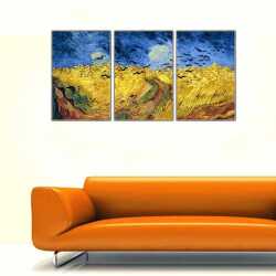 Van Gogh Buğday Tarlaları Parçalı Kanvas Tablo - 