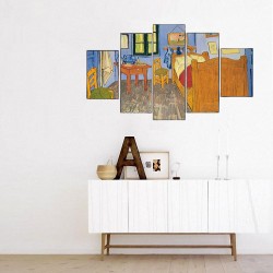 Van Gogh Yatak Odası 5 Parçalı Kanvas Tablo - Thumbnail
