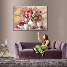 Vazo Çiçekleri Kanvas Tablo - 