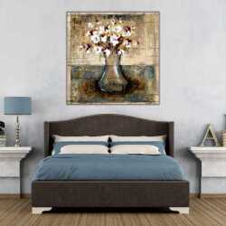 Vazo ve Beyaz Çiçekler Kanvas Tablo - 