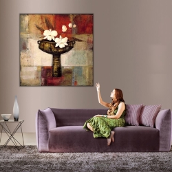 Vazoda Beyaz Çiçek 2 Kanvas Tablo - 