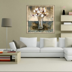 Vazoda Beyaz Çiçek Kanvas Tablo - 