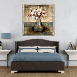 Vazoda Beyaz Çiçekler Kanvas Tablo - 