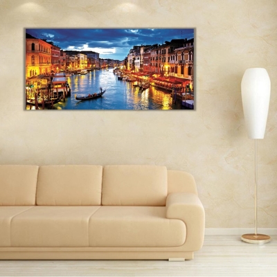 Venedik Sokakları Panoramik Kanvas Tablo