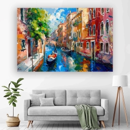 Venedik Sokakları Yağlı Boya Kanvas Tablo - 