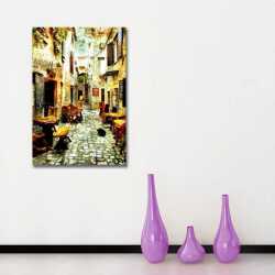 Venedik Sokaklarında Bir Kafe Kanvas Tablo - 
