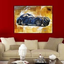 Vintage Mavi Araba Kanvas Tablo - 