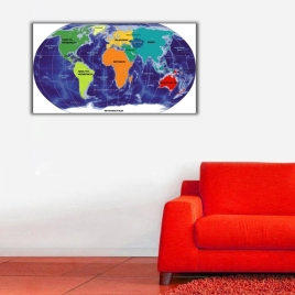World Map Panoramik Kanvas Tablo - 