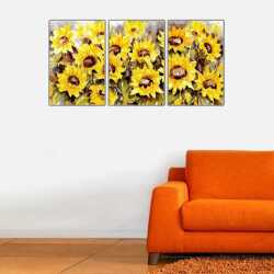 Yağlı Boya Ay Çiçekleri Parçalı Kanvas Tablo - 