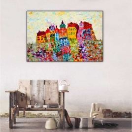 Yağlı Boya Evler Tablosu - 