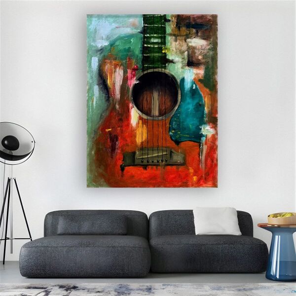 Yağlı Boya Gitar Kanvas Tablo - 1