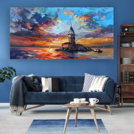 Yağlı Boya Kız Kulesi Kanvas Tablo - 