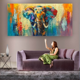 Yağlı Boya Soyut Fil Kanvas Tablo - 