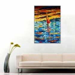 Yağlı Boya Yelkenli Kanvas Tablo - 