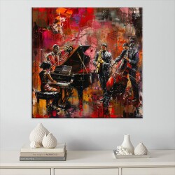 Yağlıboya Caz Müzisyenler Kanvas Tablo - 