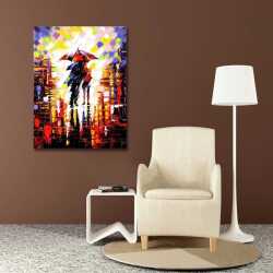 Yağmurda Yürüyen Çift Kanvas Tablo - 