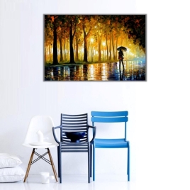 Yağmurda Yürüyüş Kanvas Tablo Leonid Afremov - 