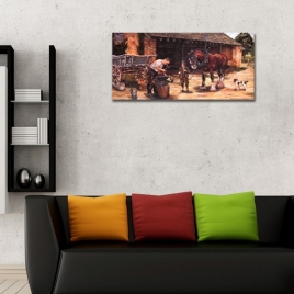 At Bakıcısı Panoramik Kanvas Tablo - 