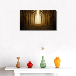 Ağaçların Arasından Gün Batımı Kanvas Tablo - 