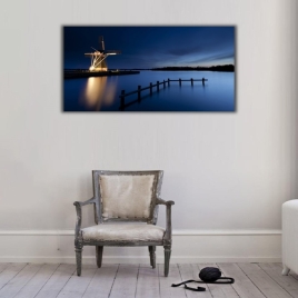 Yel Değirmeni Panoramik Kanvas Tablo - 