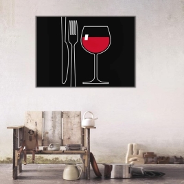 Yemekte Şarap Kanvas Tablo - 